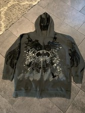 Batman De Colección Marc Ecko Sudadera con Capucha Para Hombres 3XL Gris Y2K AOP Máscara Cremallera Completa Sin Límite