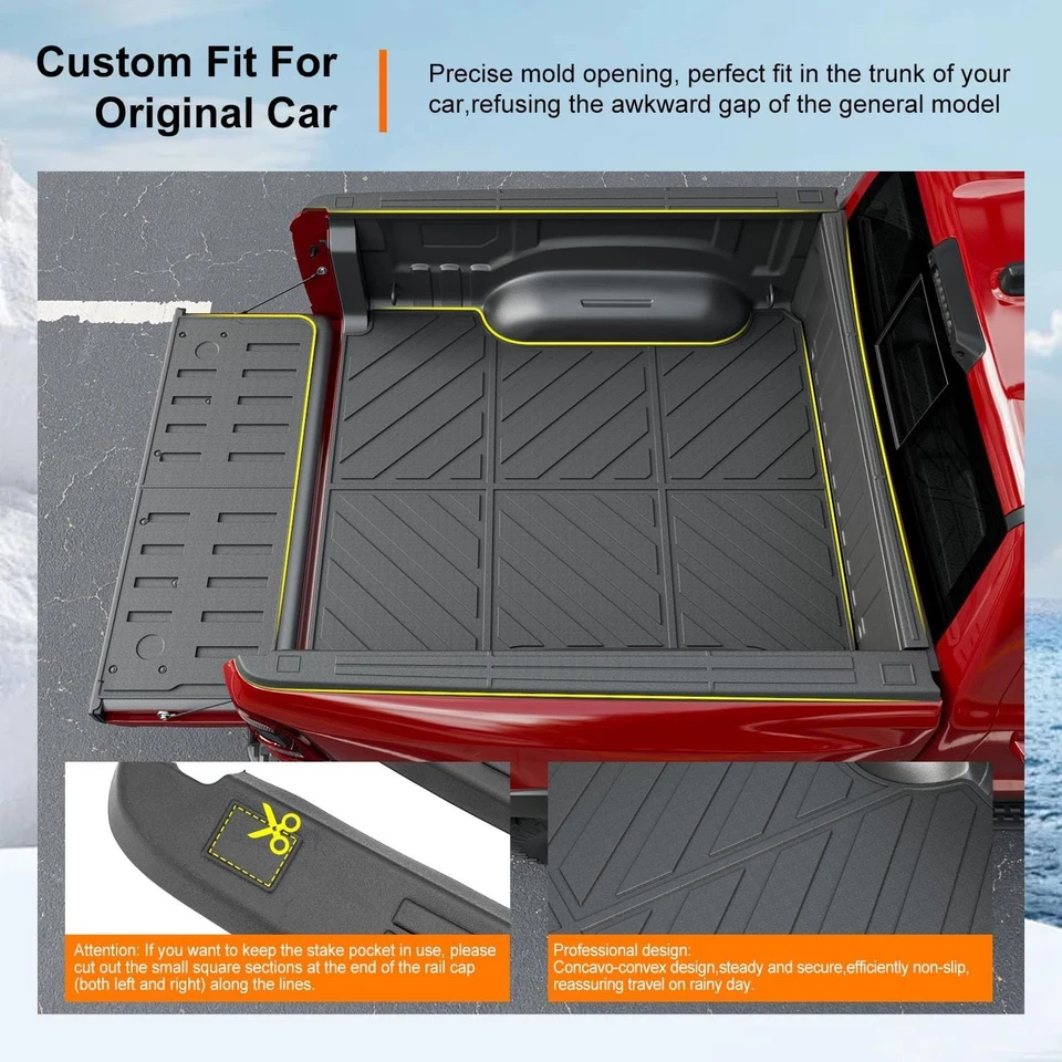 For 2019-2025 Dodge Ram 1500 Truck Bed Rail Caps Truck Bed Mat Tailgate Mat Foto 2 de 4