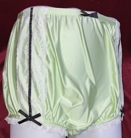 NIP M L Can Can Granny Panty Silky Nylon Satin Lace Brief Sissy Vintage styl