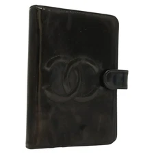 CHANEL Agenda Day Planner Cover Enamel Black CC Auth bs27152