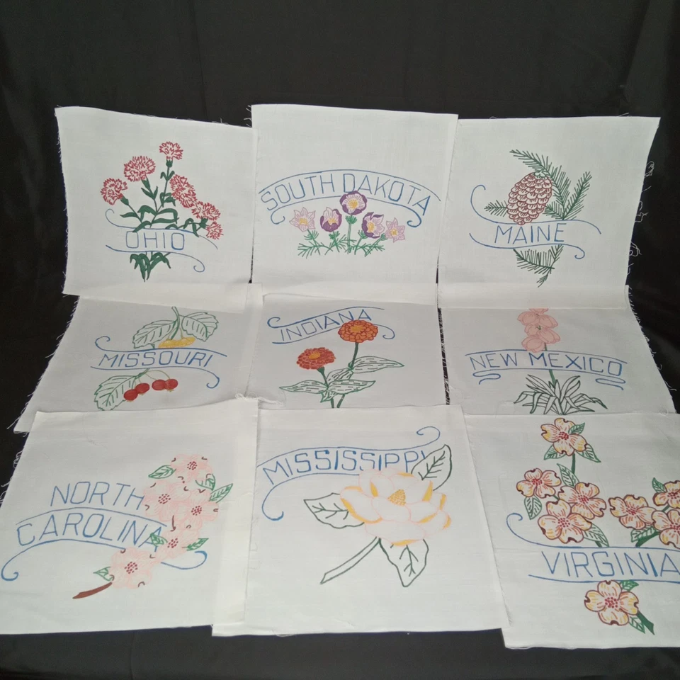 Vintage Quilting Square Set Of 50 State Flowers 1980s - Image 4 of 4