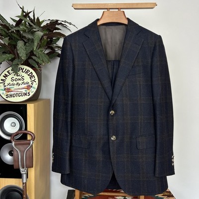 SUITSUPPLY (42R) Suit 2 Piece Suit Wool Tweed Check Vitale Barberis Canonico