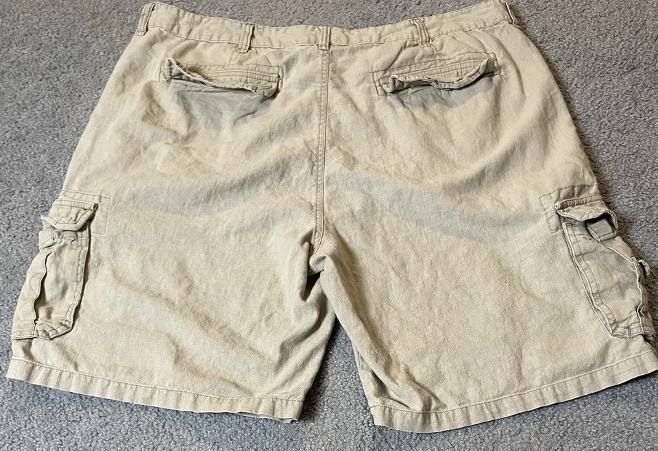 Paradise Collection Cargo Shorts Mens 42 Linen Blend Beige Khaki Pockets Outdoor - Image 2 of 4