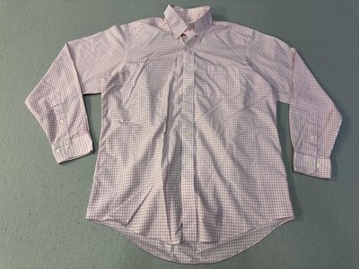 Brooks Brothers Dress Shirt Mens 16-4/5 Pink Non-Iron 346 Tattersall Button Down