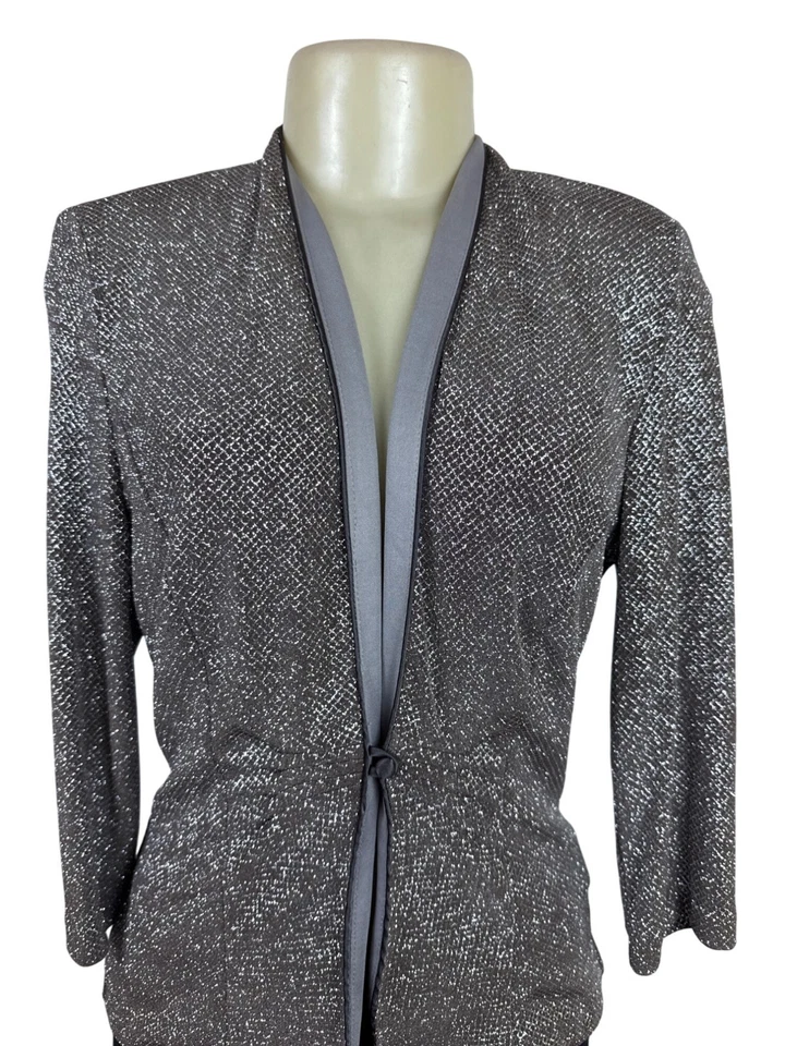 Marina женщин Серебряный металлический блейзер шикарный и стильный официальный куртка размер S - Изображение 4 из 4