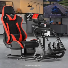Marada Racing Sim Cockpit Wheel Stand With Red Seat Fits Logitech G29 G920 G923