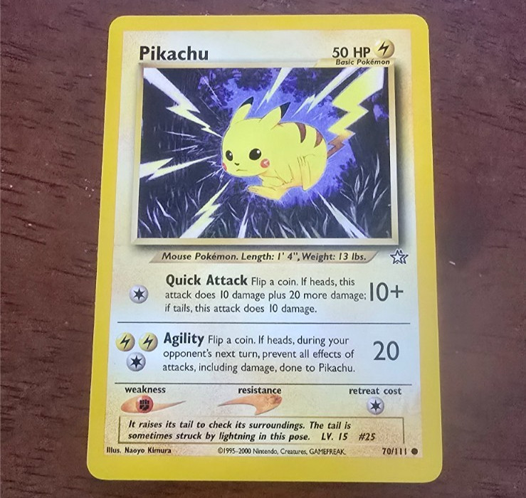 Pokemon Card - Pikachu Neo Genesis 70/111 Common - no refunds