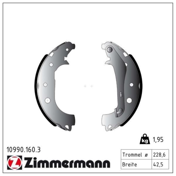 Zimmermann Bremsbacken Satz Handbremse Passend FüR Ford Ecosport | 10990.160.3-image