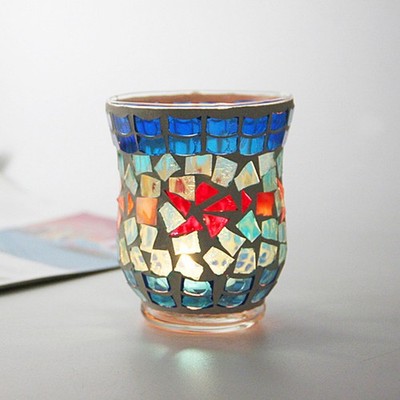 Glas Teelichthalter Dekoration Kunsthandwerk Mosaik Kerze ohne Kerze