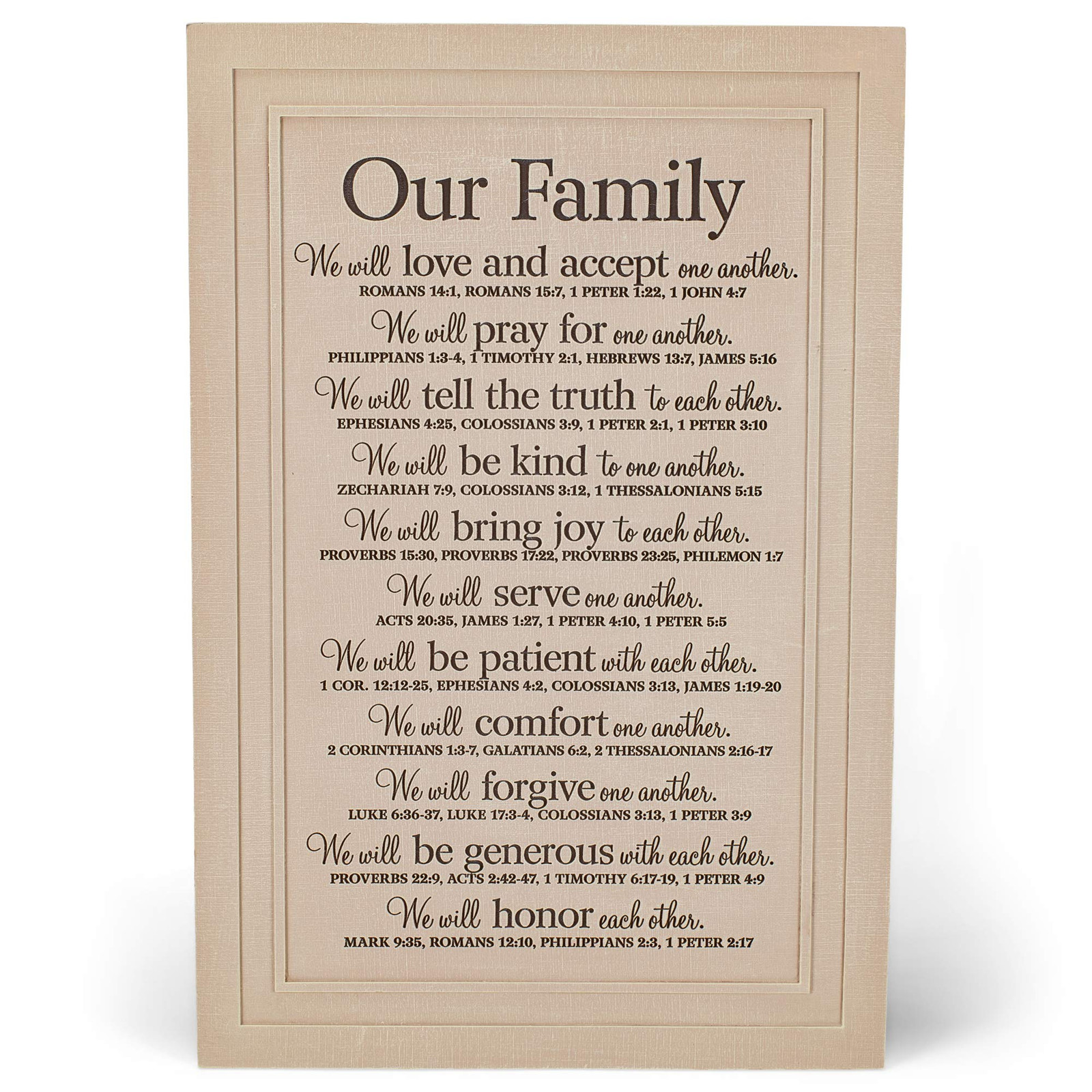 Our Family Will Love Another Textured Cream 11.25 x 16.75 Cast Stone Wall Plaque
