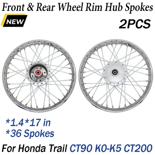 Complete Front & Rear Wheel Rim Hub Spoke Kit 17" For Honda CT90 K0-K5 1966-1977