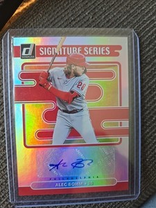 スポーツ選手 2018 Bowman Alec Bohm RC Auto Purple 2018 ALEC BOHM RC AUTO #9/25 LEAF PURPLE FLASH Phillies HARD