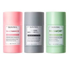 SKINTIFIC Clay Mask Stick Trio 40g (3 Pack) – Niacinamide, Volcano, Mugwort Lot