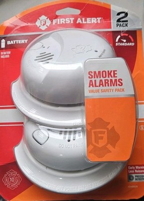 First Alert 1046828 Battery-Operated Smoke Alarm, 2-Pack, 9V Batteries Included