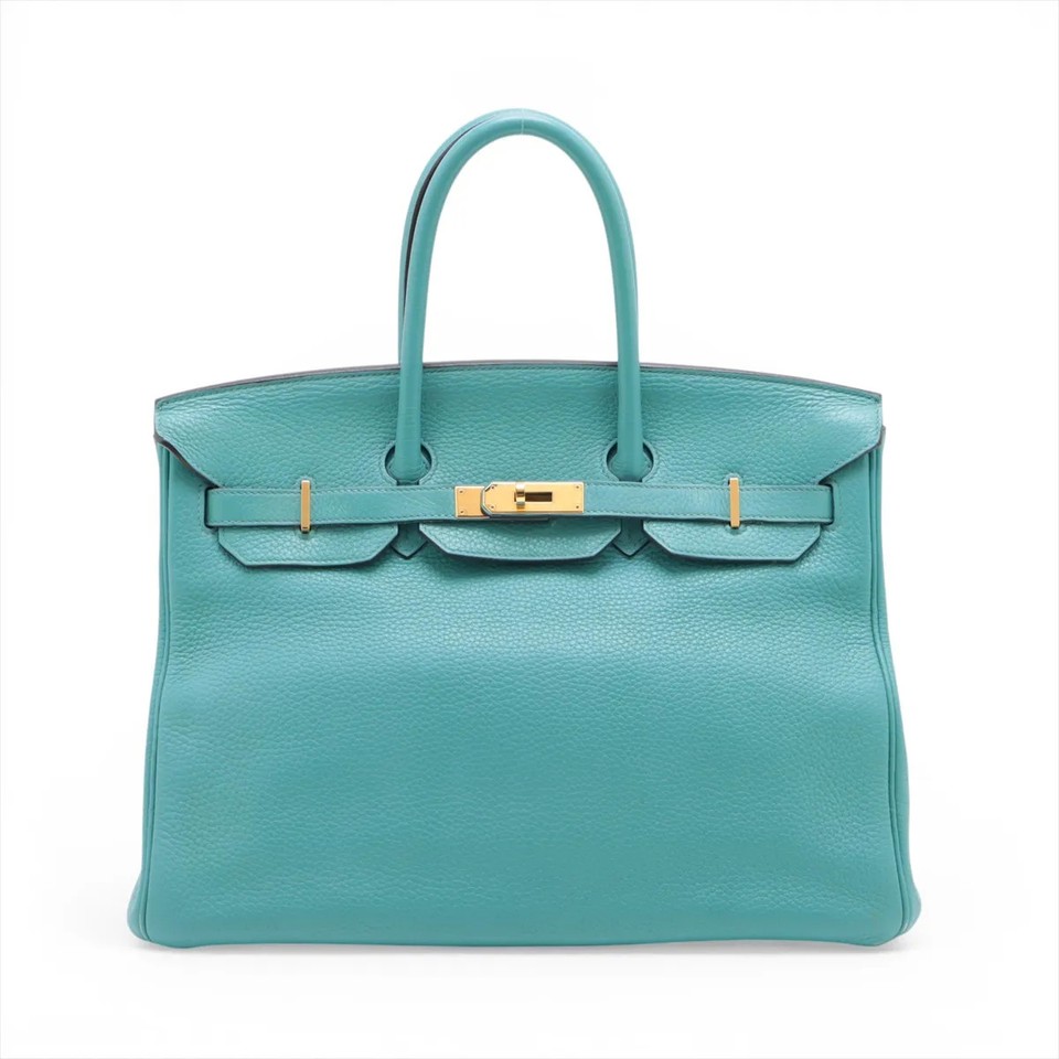 Hermès Birkin 35 Le Tournay Taurillon Clemence Turquoise Gold Metal Fittings T:2