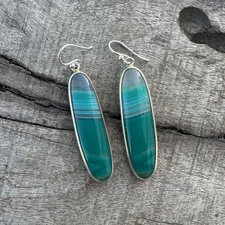 Top Grade Banded Agate Gemstone Earring 925 Sterling Silver Earring EBE105