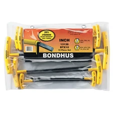 Bondhus Set Of 10 Balldriver And Hex T-Handles Sizes 3/32-3/8-Inch 13138