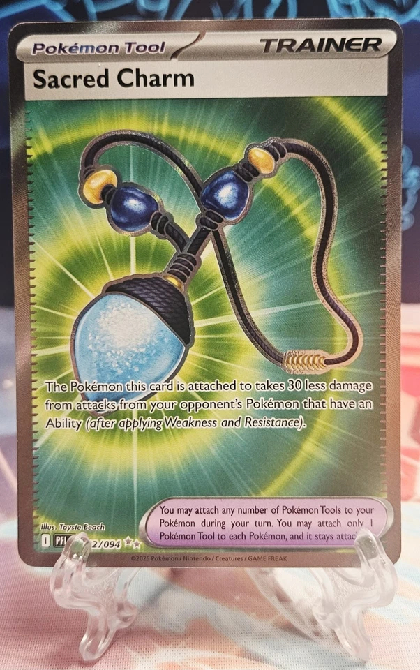Pokemon TCG Sacred Charm 122/094 Me02: Phantasmal Flames Full Art Holo NM - Image 2 of 3