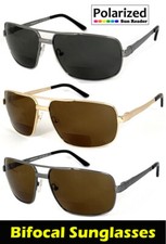 Mens Pilot Polarized Bifocal Sunglass Reader Spring Hinges Temples UV400