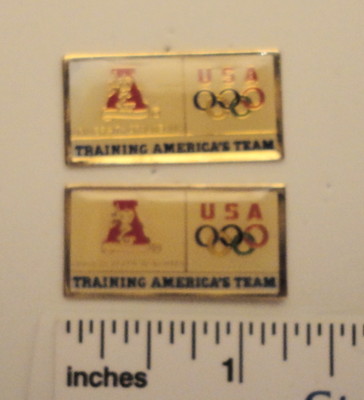2 Lapel Pins / Hat Pins - USOC CLC OLYMPIC PINs UNIVERSITY OF ALABAMA BAMA