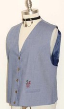 BLUE LINEN Blend Women German LACE UP IN BACK Summer Dress Skirt Suit VEST M