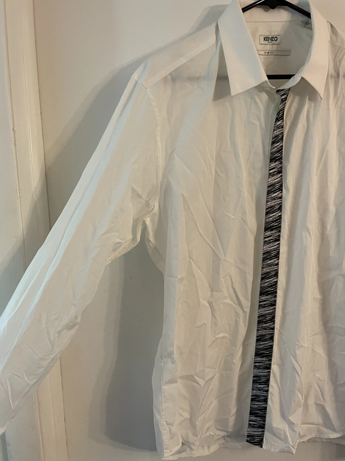 Camicia KENZO Paris taglia 42 16 1 2 slim fit bianca lino manica lunga abbottonata