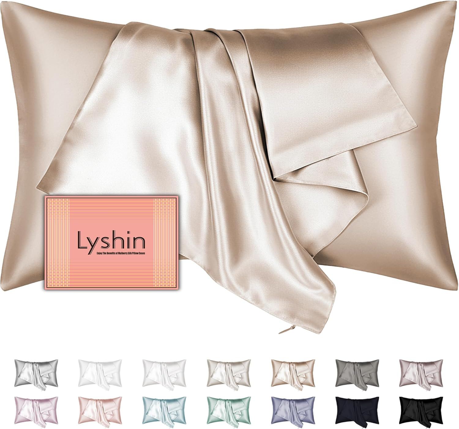 Silk Pillow Cases Standard Size 20X26 Inches, Champagne, 1 Pack