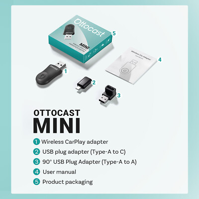 Nieuw 2025 Ottocast Mini Flow – Draadloze CarPlay Adapter & Android Auto Adapter, 2-in-1 Dongle, Plug & Play, Compatibel met iPhone & Android, Voor auto's vanaf 2016 (Niet voor BMW/Tesla