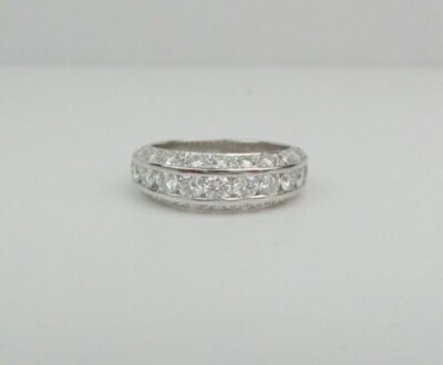 Wedding Band Ring 2 Ct Silver Round Cut Simulated Diamond 14k White gold Plated