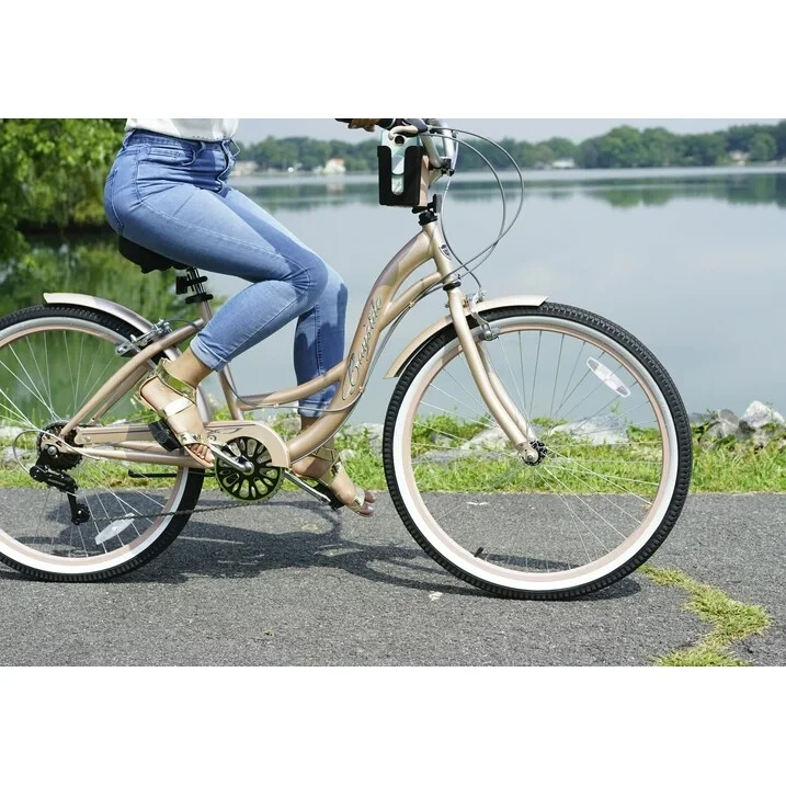 Women's 26" Bayside Beach Cruiser Bike Perfect Fit Frame, 7-Speed, Rose Gold