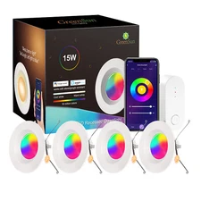 GreenSun 6" RGB LED Ceiling Lights Recessed Round Downlight Color Changing Lamp