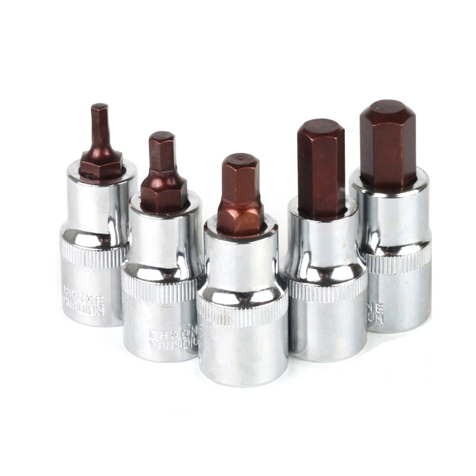 Hex Bit Socket Set 1/4" Drive lmpact Allen Key Spanners Sockets H4-H17 Bits Rail - Image 3 of 4