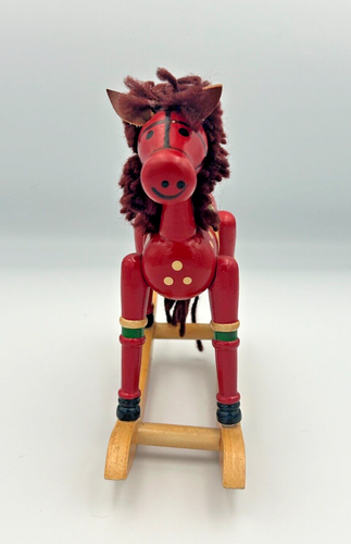 Vintage Hand Painted 6.5" Wooden Rocking Horse Decoration - Picture 5 of 13