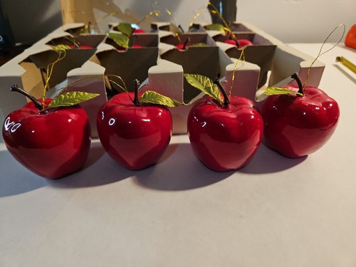 Lote de 12 adornos navideños en forma de fruta de manzana roja juego 2" Macintosh Huerto - Imagen 3 de 6