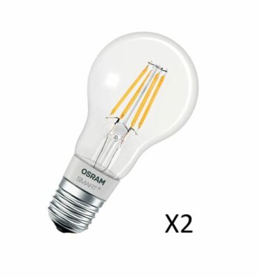 2 Stück Osram LED Classic E27 Clear Smart+ 5,5W 827 650lm Dimmbar 15000 Stunden 