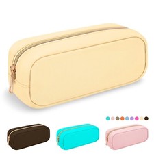 Nylon Small Makeup Bag Slim Cosmetic Zipper Pouch, Preppy Makeup Brush Bag Co...