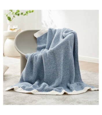 Snuggle Sac Heather Blue Throw Blanket Reversible Super Soft & Warm 50 x60  NIB