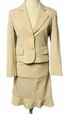 Vintage HARVE BENARD Women's Beige  Blazer Suit Jacket and Skirt Set Size 4