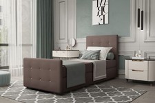 Boxspringbett G&auml;stebett MARKOS 90x200cm Bettkasten Seite Rechts Stoff Braun