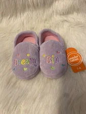 Wonder Nation “Dream Big” Slippers Girl’s Size 7-8 Purple Slip On Shoes