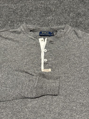 Polo Ralph Lauren Gray Heather Long Sleeve Henley Shirt Men Large Excellent