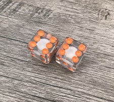 2X Clear Dice Orange Dot Valve Stem Cover Caps Car Truck SUV Motorcycle Bicycle