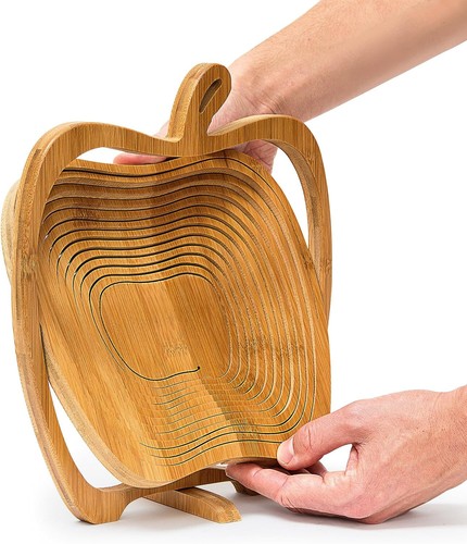 Apple-Shaped Basket - Folding Bamboo Fruit Bowl / Basket - 30 x 27 x 22.5 cm - Picture 5 of 5