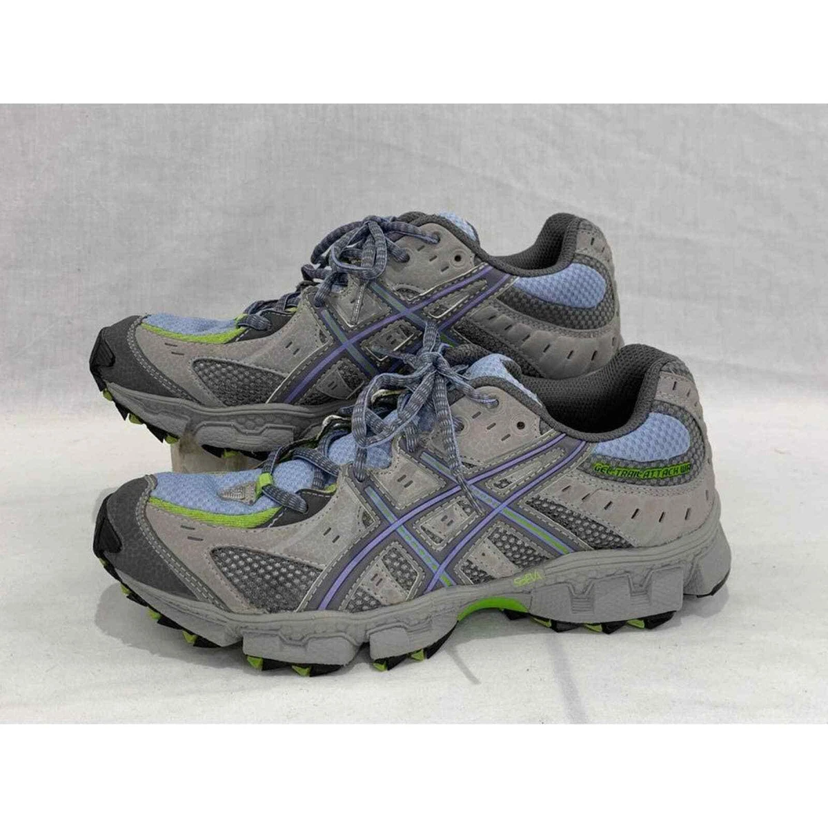 Asics Gel Trail Attack WR Sneakers Grey Green Running Shoes T968N Women s Size 6