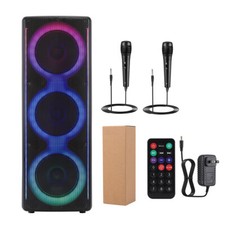 Triple 10 inches Portable Wireless Bluetooth Speaker with 2 Wired Microphone TWS