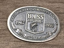 Bass Anglers Sportsman Society Fishing Fish 1992 Vintage Belt Buckle Made In USA