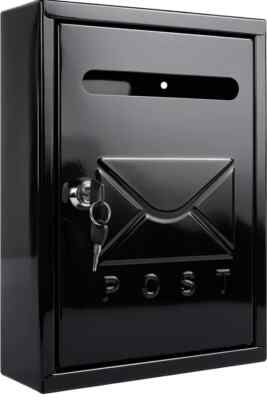 Großer Briefkasten schwarz Postkasten Wandbriefkasten abschließbar mit Schlüssel UK