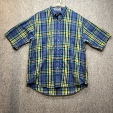 Lot of 2 Van Heusen Size M Button-Down Preppy Men's Shirts Plaid and Striped