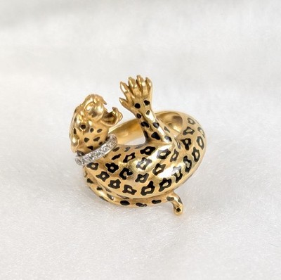 Carrera y Carrera Damenring ''Panther'' mit Diamant, 18 Karat Gelbgold RG 54