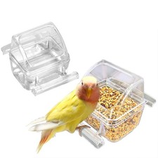 2 Pack Bird Feeder Bowl Clear Water Container Bird Cage Dish No Mess Parakeet...